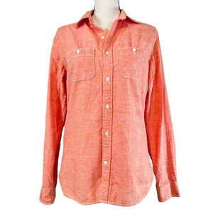 GAP Long Sleeve Button Down Shirt Slim Fit Orange Cotton